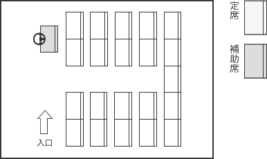 小型バス座席表：定席21席+補助席なし/サロン